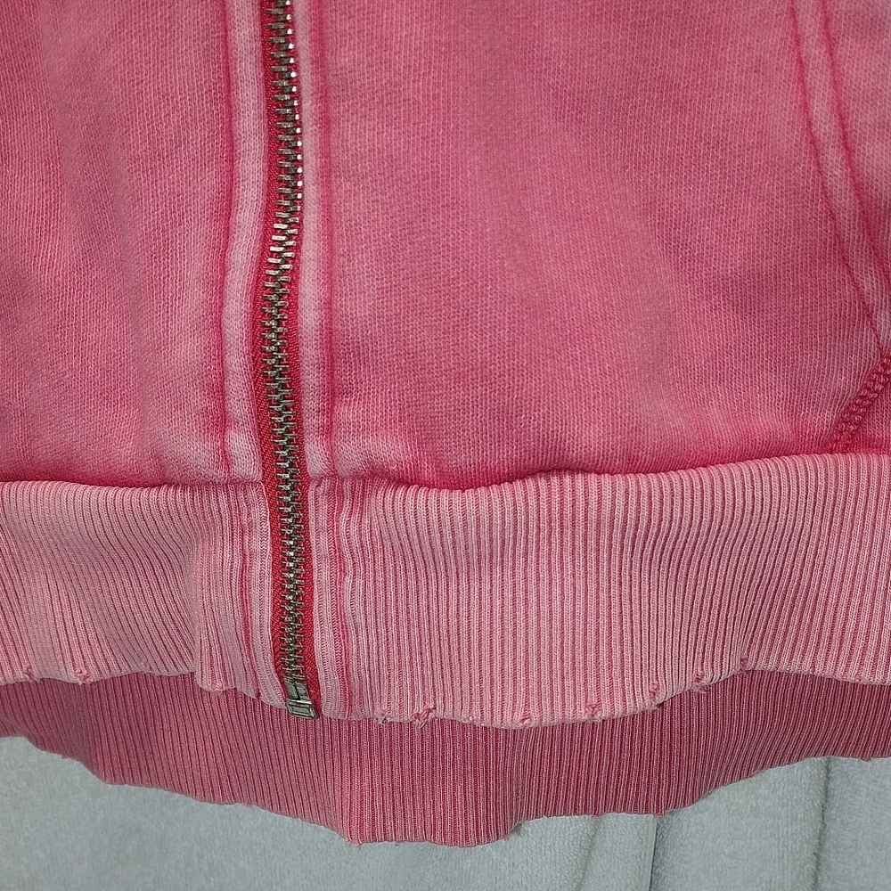 Pink Zip-Up Hoodie with White Logo Sz L - Picture 10 of 10